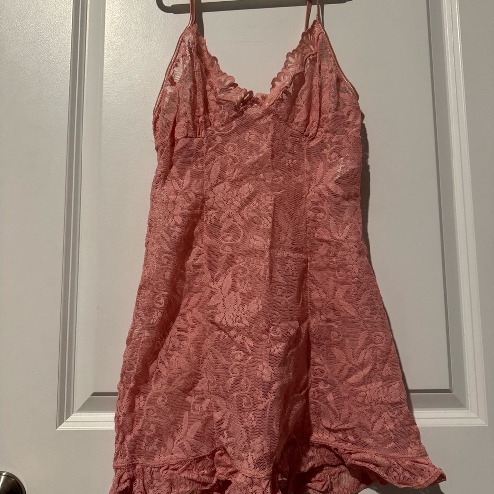 Unbranded Pink Embroidered Adjustable Strap Nightie